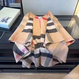 Burberry Camel and Black Check Cape